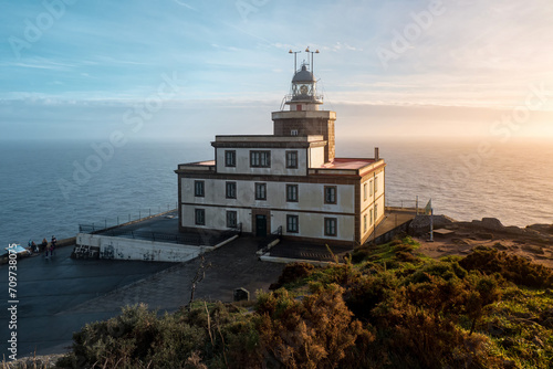 Finisterre Cape Lighthouse, Costa da Morte, Galicia, Spain. One of the most famous Lighthouse in Western Europe. Last stage in the Camino de Santiago.