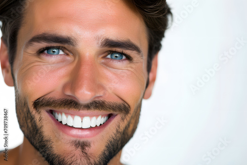 Handsome man  laughing and smiling close up portrait. Healthy face skin care beauty, dental. © Oksana