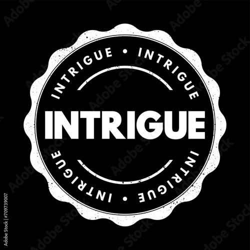 Intrigue text stamp, concept background