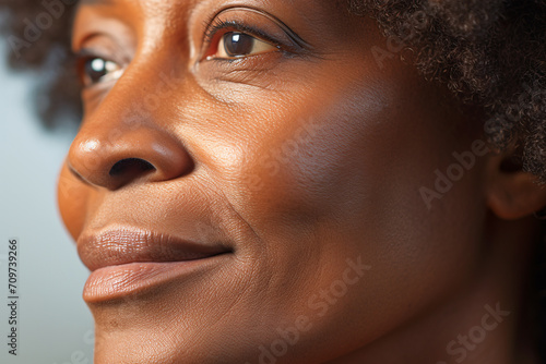 Face of smiling middle-aged black woman