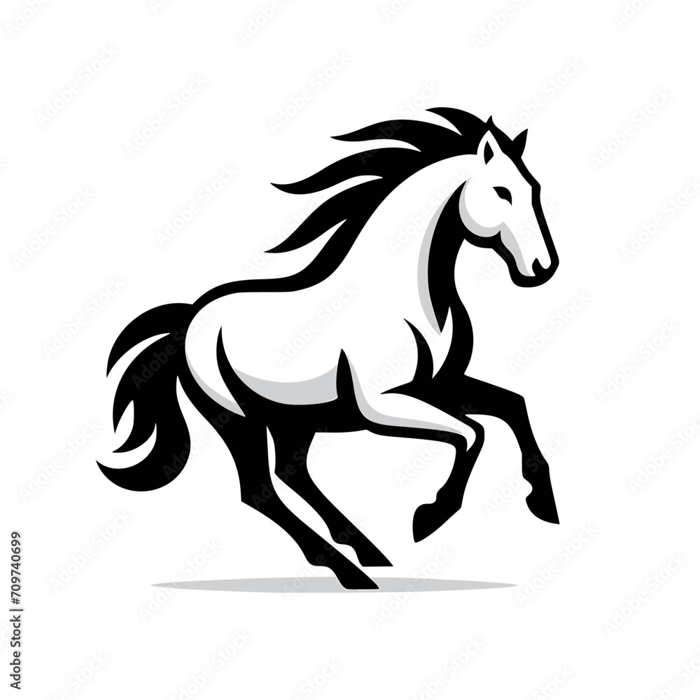 Obraz premium High Quality Vector Logo of a Majestic Rearing White Horse. Versatile Symbol of Strength and Elegance for Logos, Branding, and Marketing. Isolated on White Background for Seamless Integration.