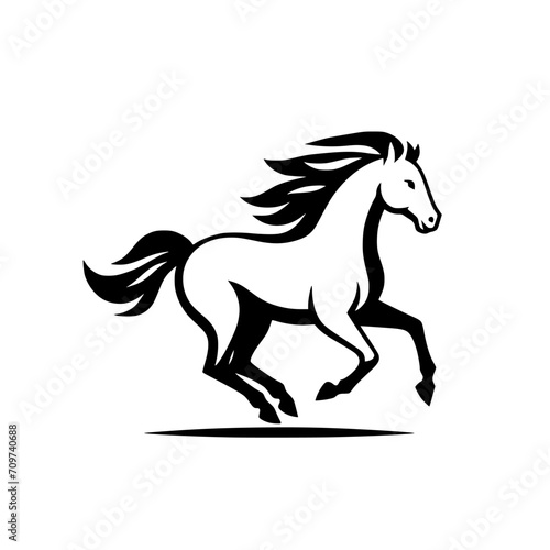 High Quality Vector Logo of a Majestic Rearing White Horse. Versatile Symbol of Strength and Elegance for Logos  Branding  and Marketing. Isolated on White Background for Seamless Integration.
