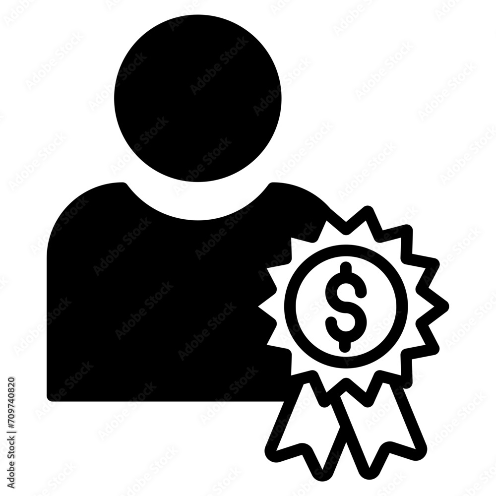 Dollar User Reward solid glyph icon Dollar User Reward solid glyph icon