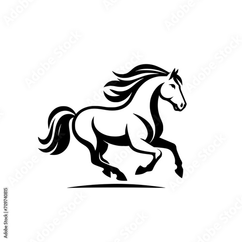 Fototapeta Naklejka Na Ścianę i Meble -  High Quality Vector Logo of a Majestic Running White Horse. Versatile Symbol of Strength and Elegance for Logos, Branding, and Marketing. Isolated on White Background for Seamless Integration.