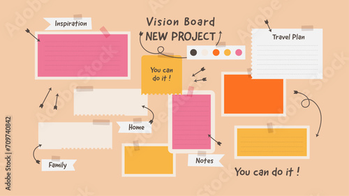 Vector photo collage template moodboard pictures grids vector illustration, vision board	