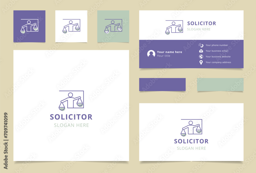 Solicitor logo brand business card. Branding book from business management icons collection. Creative Solicitor logo