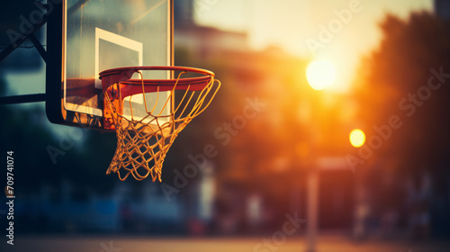 Basketball going through a hoop © artist
