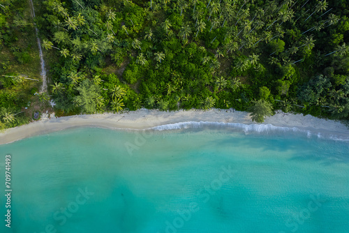 Beautiful aerial view secret beach on Koh Kood Thailand.