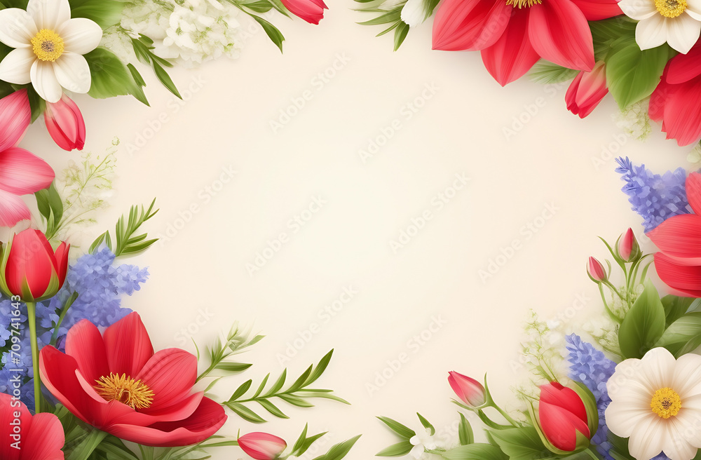 Blank white sheet with space for text on a frame of flowers
Blank white sheet with space for text on a frame of flowers
