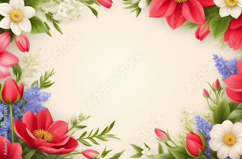  Blank white sheet with space for text on a frame of flowers