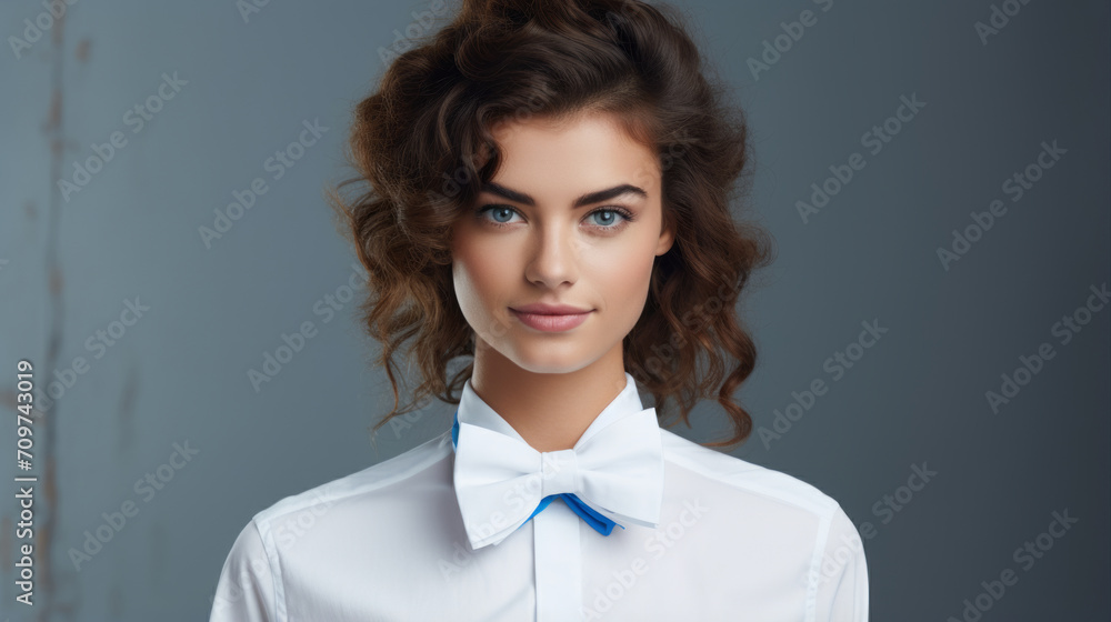 Girl in white blouse with beautiful scarf Girl in white blouse with beautiful scarf