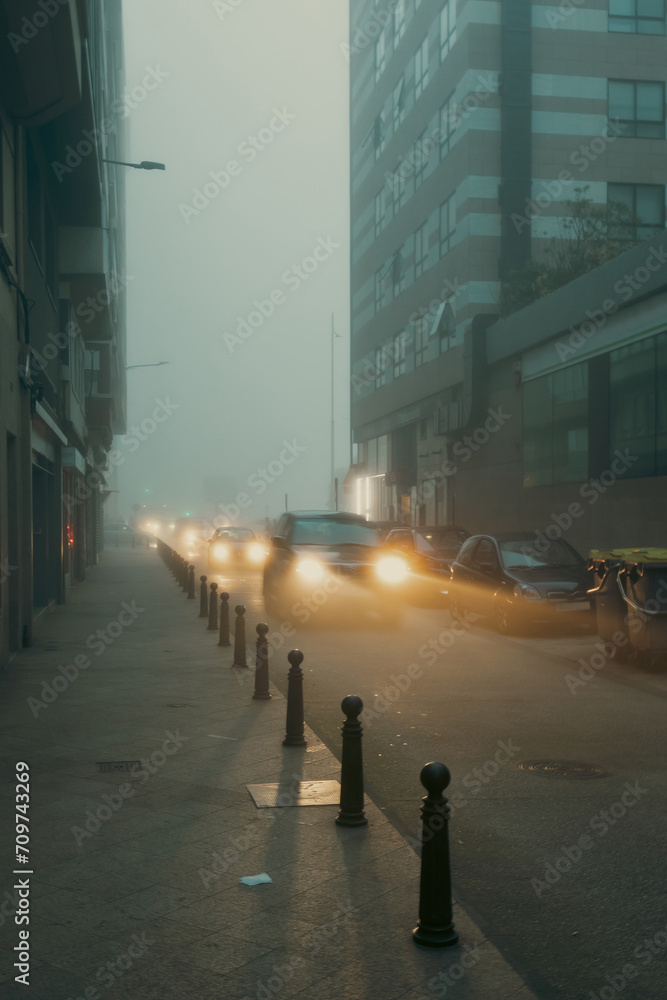 Glow Through the Mist: A City's Quiet Awakening