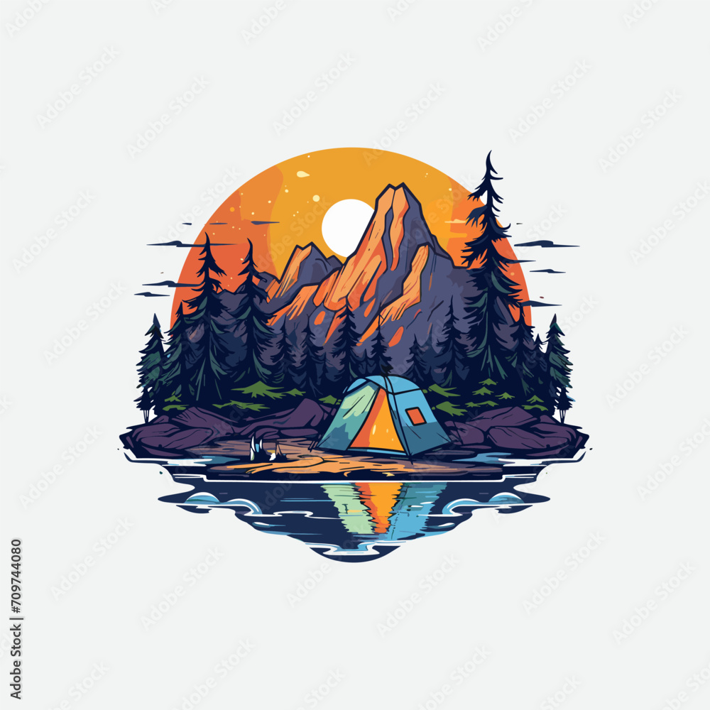 Camping outdoor logo design vector illustration