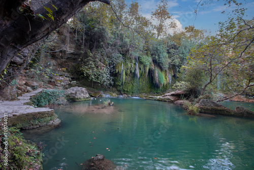Obraz na płótnie Kurşunlu Waterfall (Turkish: Kurşunlu Şelalesi) is located 19 km away from Antalya, Turkey. It is a beautiful natural area frequently visited by local and foreign tourists. w salonie