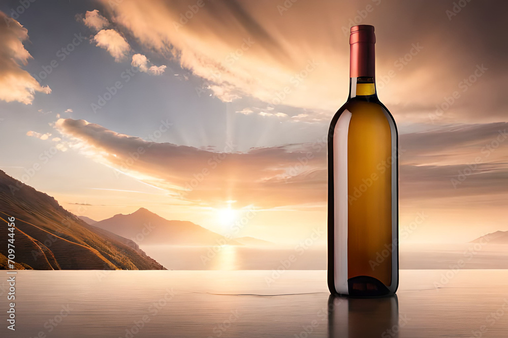 wine bottle presentation template , blank label , wine branding and advertising