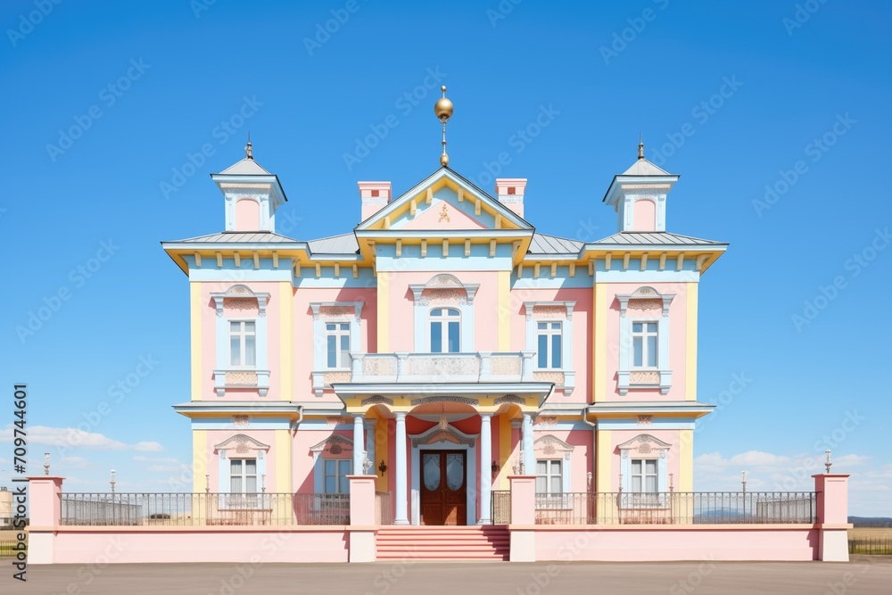 italianate mansion with a prominent belvedere against a clear blue sky - obrazy, fototapety, plakaty 