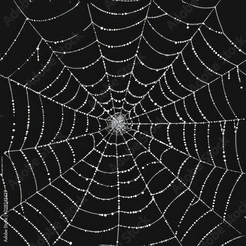 White cobweb on a black background, texture, seamless pattern