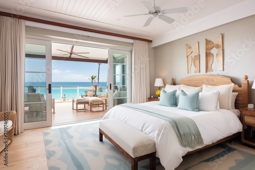 luxurious bedroom with french doors opening to sea breeze