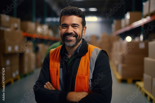 Hispanic Male Overseeing Storehouse Deliveries