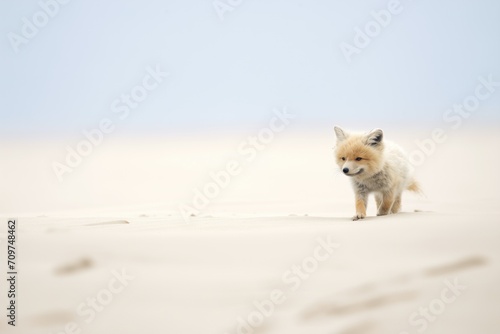 lone desert fox amidst sandstorm
