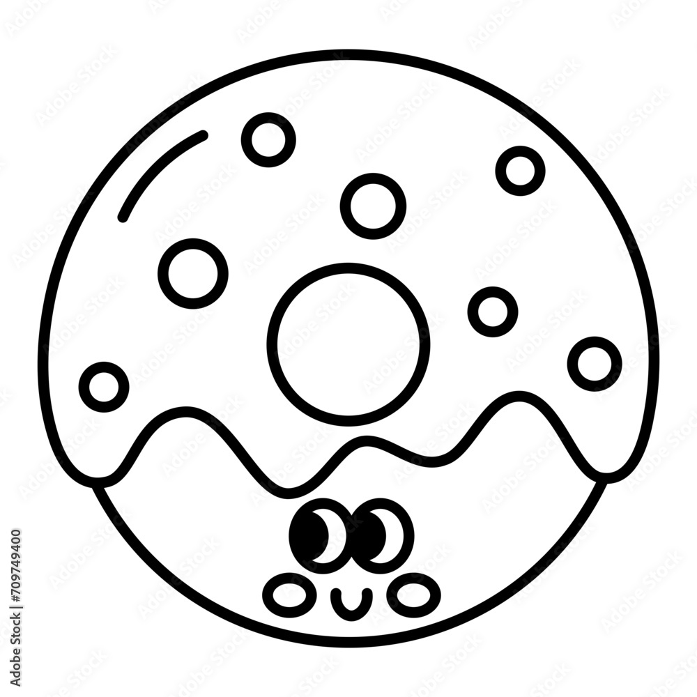 Kawaii Donut cartoon line icon. Kawaii Donut cartoon line icon.