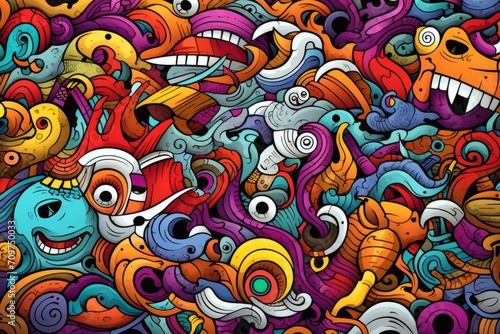 Wallpaper Mural Cartoon cute doodles of abstract surreal elements, intricately designed to create a mesmerizing and detailed seamless pattern, Generative AI Torontodigital.ca