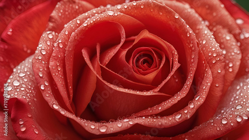 Experience the intricate beauty of a macro close up photograph of a vibrant red rose