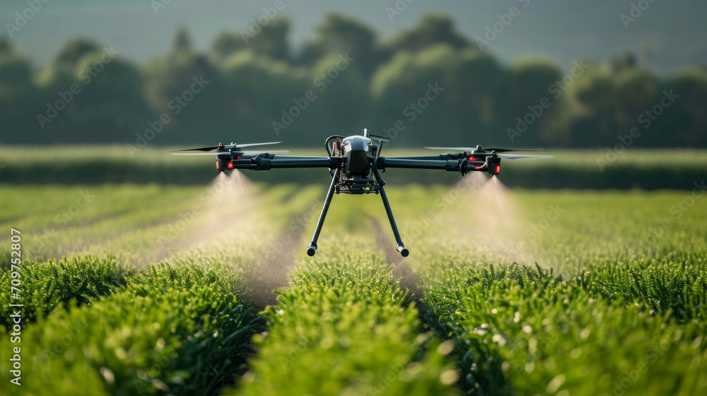 Smart farm drone flying spray Modern technologies in agriculture. industrial drone flies over green field and sprays useful pesticides to increase productivity destroys harmful insects. Smart farm drone flying spray Modern technologies in agriculture. industrial drone flies over green field and sprays useful pesticides to increase productivity destroys harmful insects.
