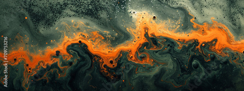 Flames of the Night, A Vibrant and Expressive Dance of Orange and Black in Abstract Art