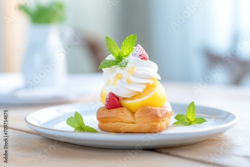 lemon curd danish with a dollop of whipped cream