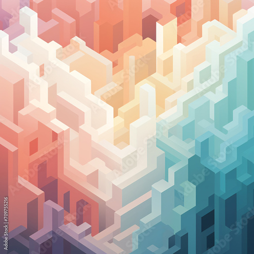 Abstract Maze Background with 3D Cubes