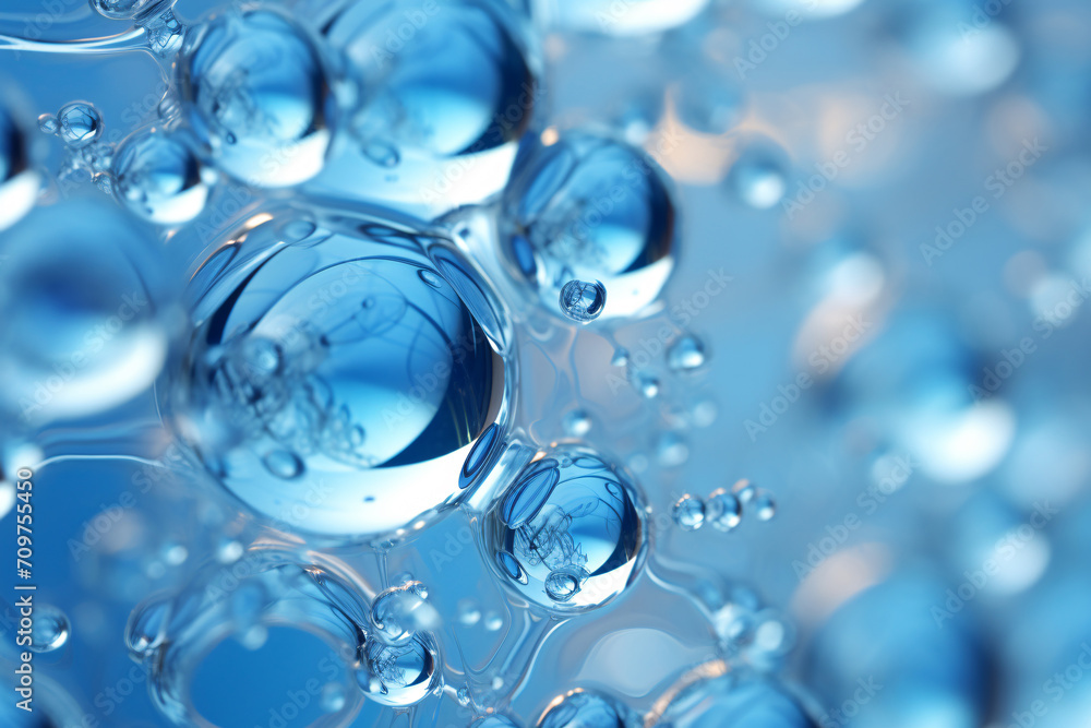 Water Bubbles Molecules Hyaluronic Acid Blue Transparent Background Water Bubbles Molecules Hyaluronic Acid Blue Transparent Background