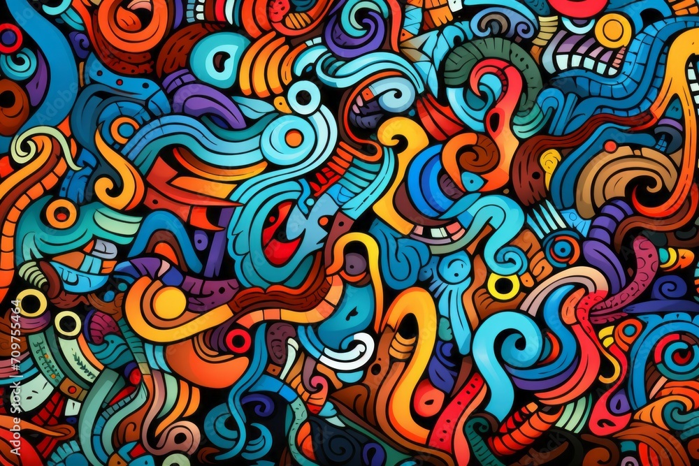 Cartoon cute doodles of abstract surreal shapes and forms, intricately intertwined in a seamless and detailed pattern, Generative AI Cartoon cute doodles of abstract surreal shapes and forms, intricately intertwined in a seamless and detailed pattern, Generative AI