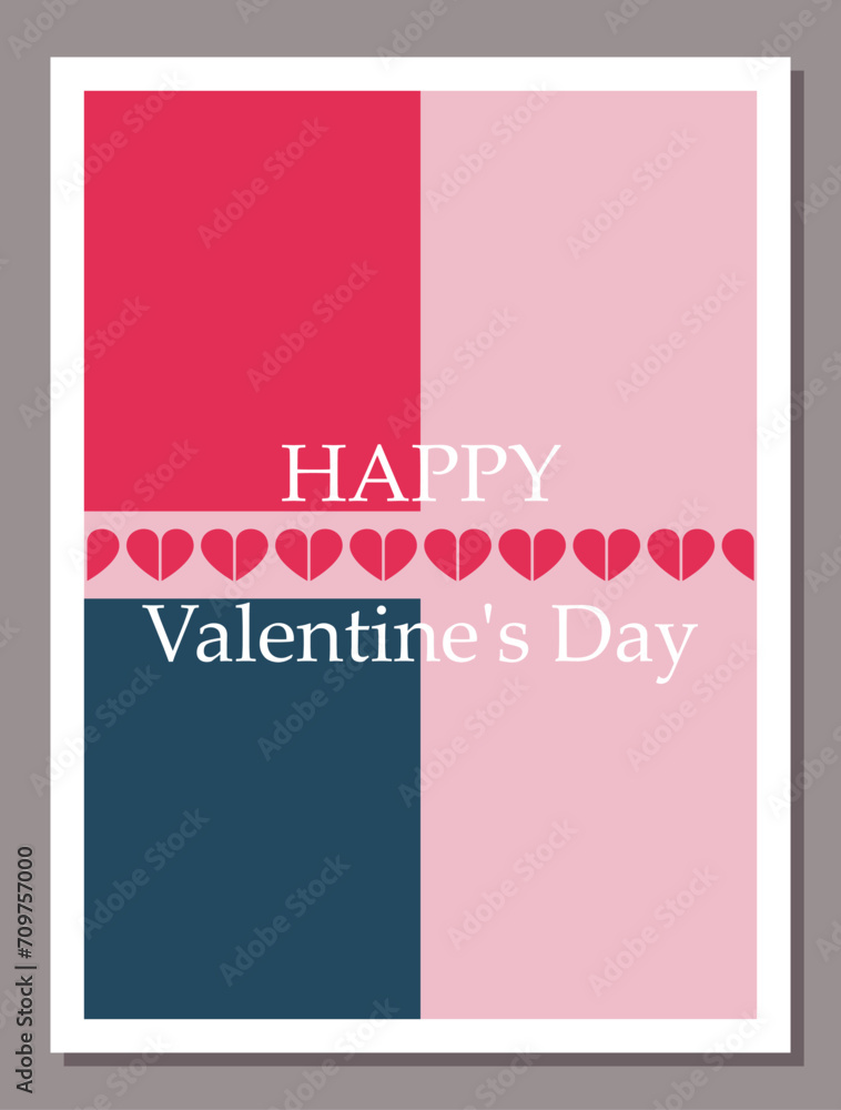 Valentine's day greeting card concept in retro style with hearts and lettering. Vector illustration.