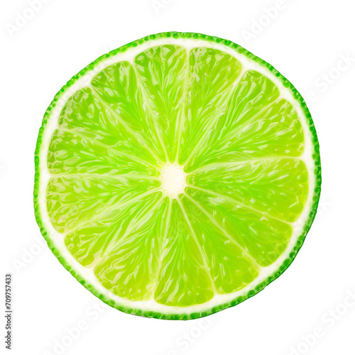 Close up of lime slice. Isolated on transparent background, PNG