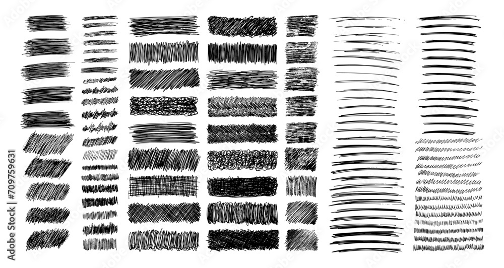 Set of rectangle scribble smears drawn with pen - obrazy, fototapety, plakaty 
