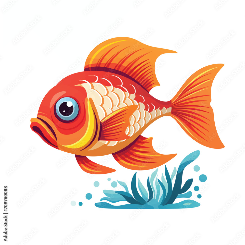 Naklejka premium Tropical Fish Painting for Living Room Wall