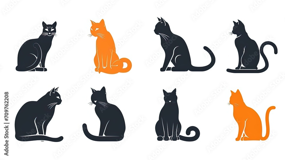Set Minimalist Logo Cats