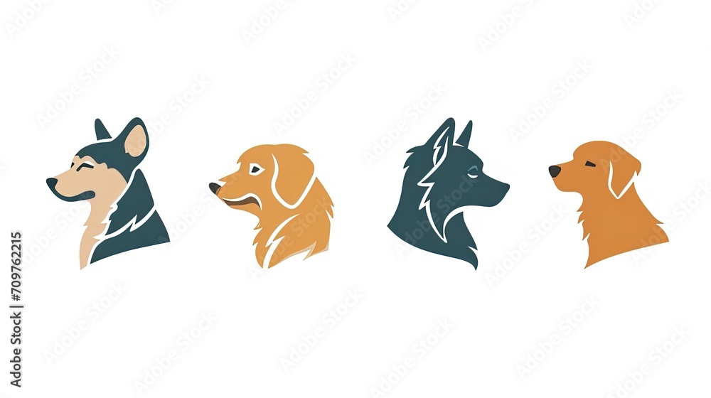 Fototapeta premium Set Minimalist Logo Dog