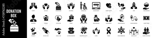Love, friendship, care and charity concept icons set photo