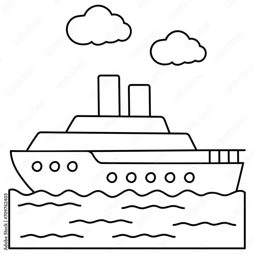 Obraz premium Cruise ship tour Concept, luxury yacht trips Vector Design, Wandering and LeisureSymbol, Touring and Pleasure Sign, Odyssey and Escapade Stock illustration,
