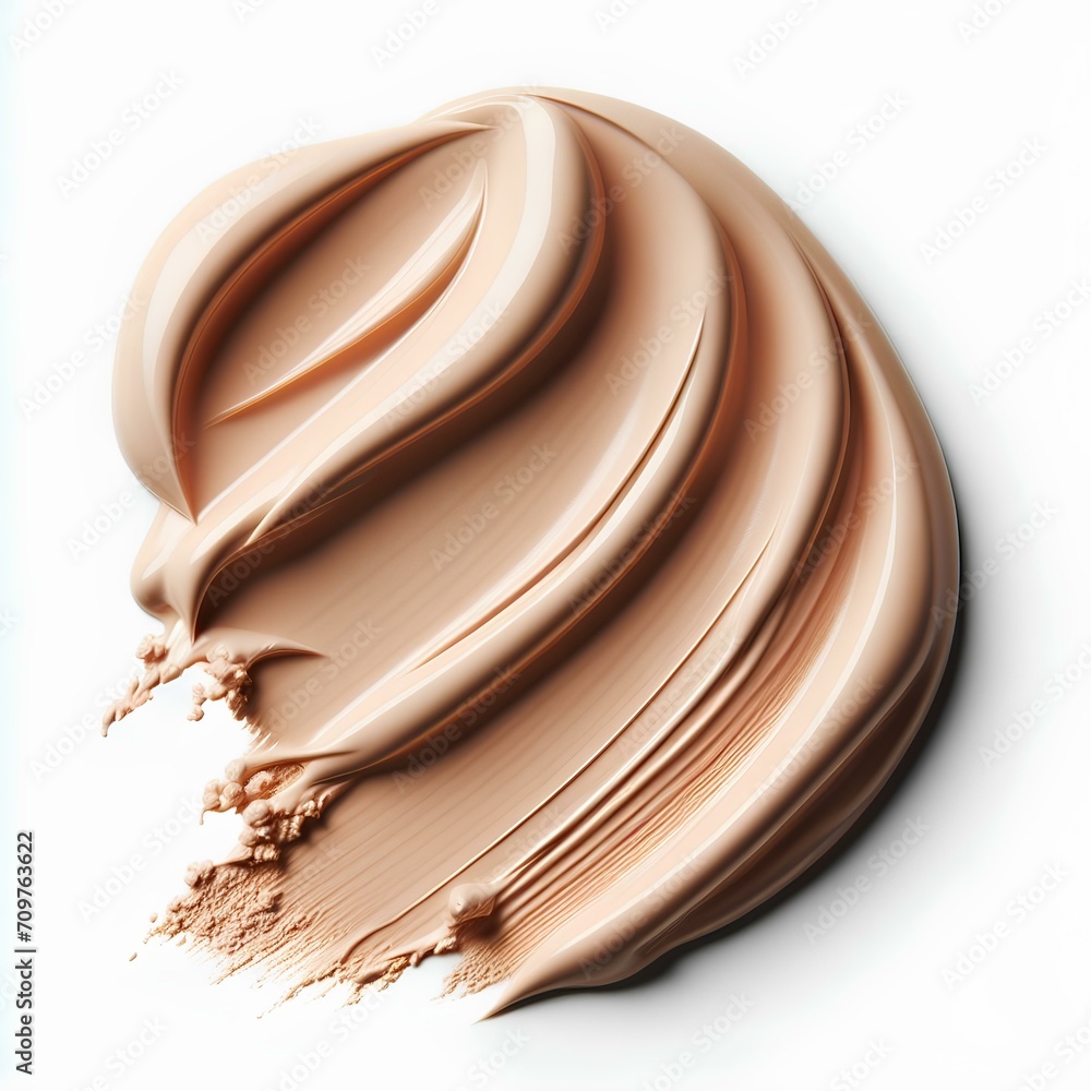 smear of beige skin tone bb cream isolated on white background. 