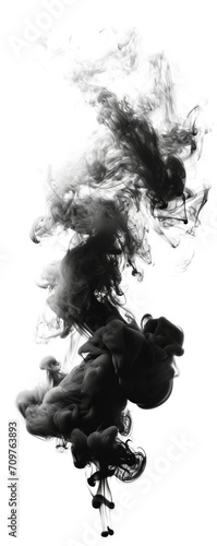 Black smoke rising up isolated on transparent background. PNG