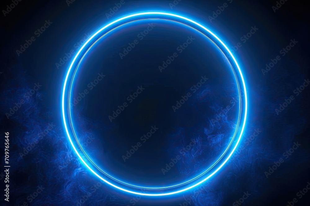 Luminous cosmic portal. Enchanting visual of glowing blue circular effect creating captivating and futuristic design perfect for science and technology themed concepts - obrazy, fototapety, plakaty 