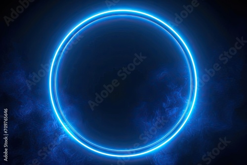 Luminous cosmic portal. Enchanting visual of glowing blue circular effect creating captivating and futuristic design perfect for science and technology themed concepts photo