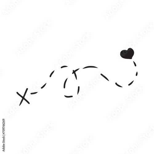 Love is aim goal. How to find love for lonely people. Staring route for relations and love couple. Hand drawn vector sketch illustration in doodle engraved vintage style in black isolated on white