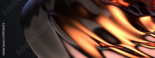 Copper Metal Thin Curtain Wavy, Surfaces, Liquid-like Elegant and Modern 3D Rendering Abstract Background