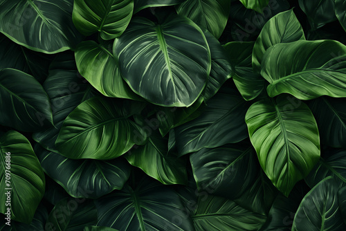 Tropical leaf texture background. Each intricately detailed leaf creates a captivating visual symphony, evoking the vibrant and exotic essence of tropical landscapes