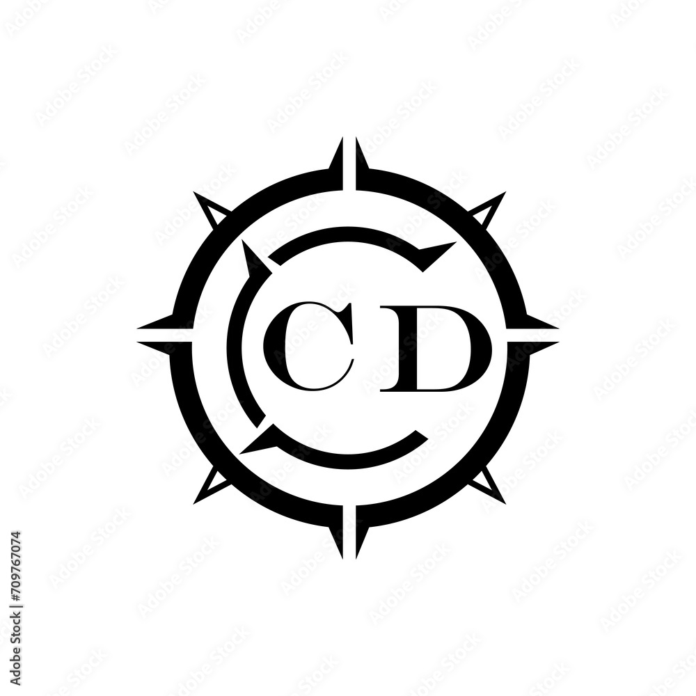 CD letter design. CD letter technology logo design on a white background.