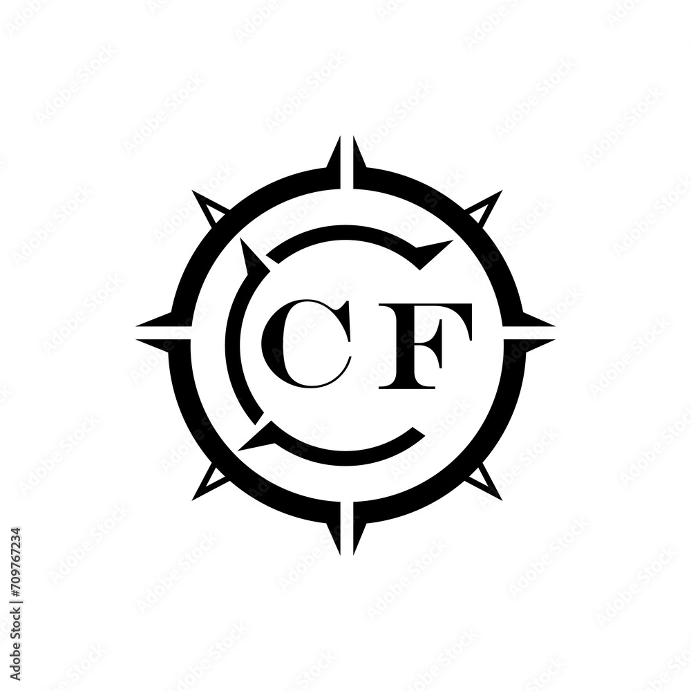 CF letter design. CF letter technology logo design on a white background.